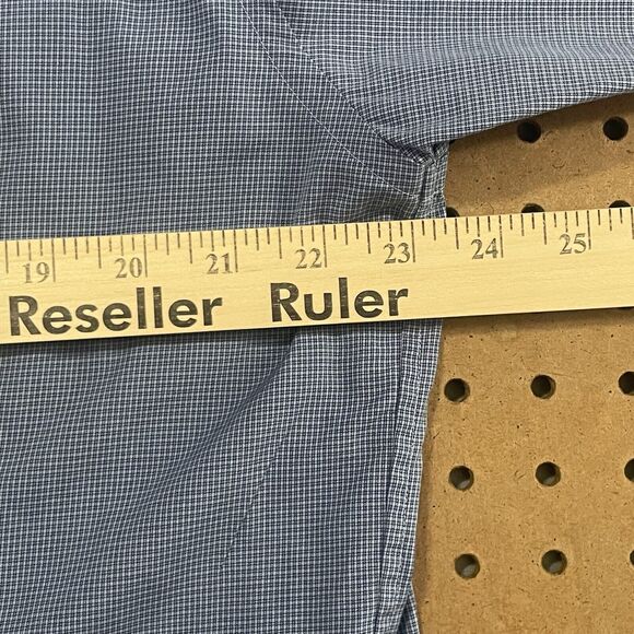 Eton Contemporary LS Button Up Shirt Mens Size 17.5/44 Navy Blue Plaid Romania - Picture 6 of 8